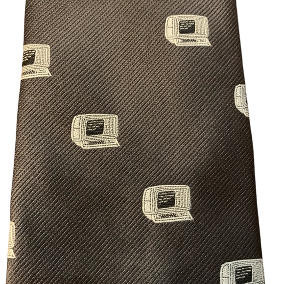 Excello Vintage computer tie. 100% polyester. Gray. Great gift for IT guy. - Picture 4 of 5
